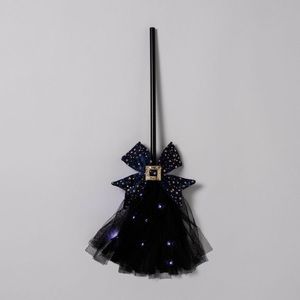 Light Up Wand Witch Broom Black Halloween Costume Hand Held Prop nwt